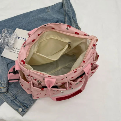 Vienne torba tote z płótna z wiśniowym nadrukiem