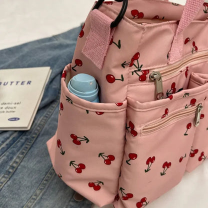 Vienne torba tote z płótna z wiśniowym nadrukiem