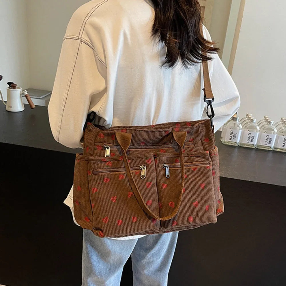 Vienne torba tote ze sztruksu z truskawkowym nadrukiem