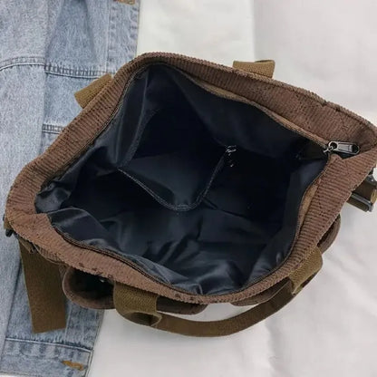 Vienne torba tote ze sztruksu z kokardowym wzorem