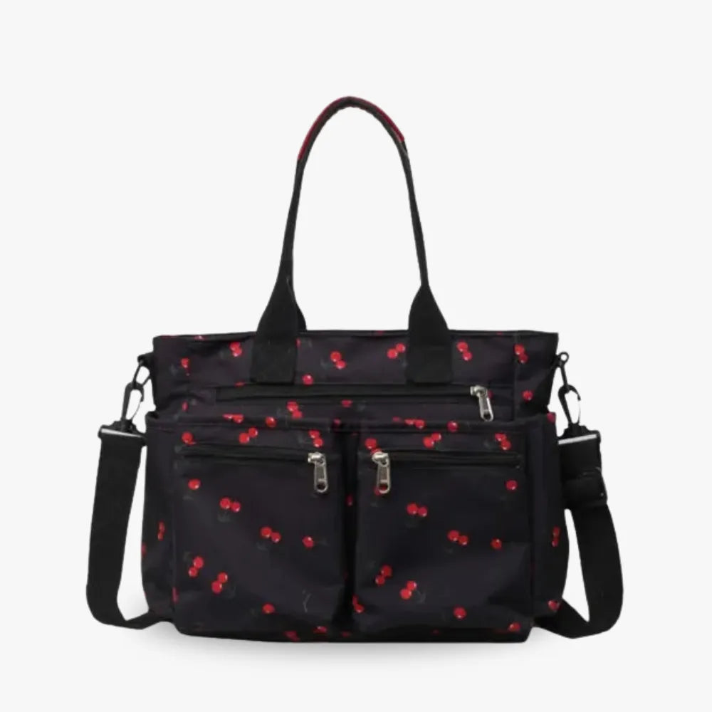 Vienne torba tote z płótna z wiśniowym nadrukiem