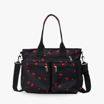 Vienne torba tote z płótna z wiśniowym nadrukiem