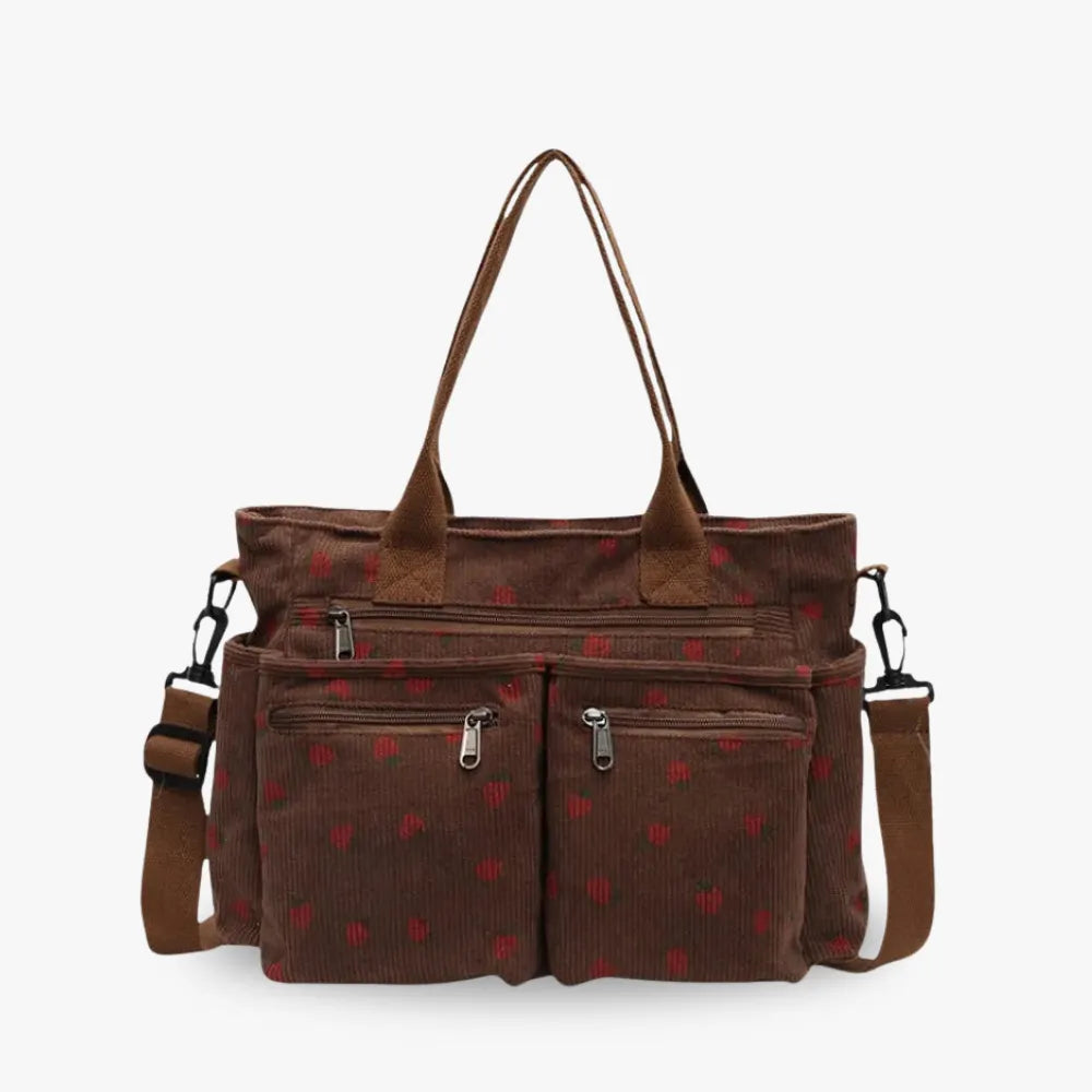 Vienne torba tote ze sztruksu z truskawkowym nadrukiem