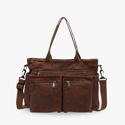 Vienne torba tote ze sztruksu z truskawkowym nadrukiem